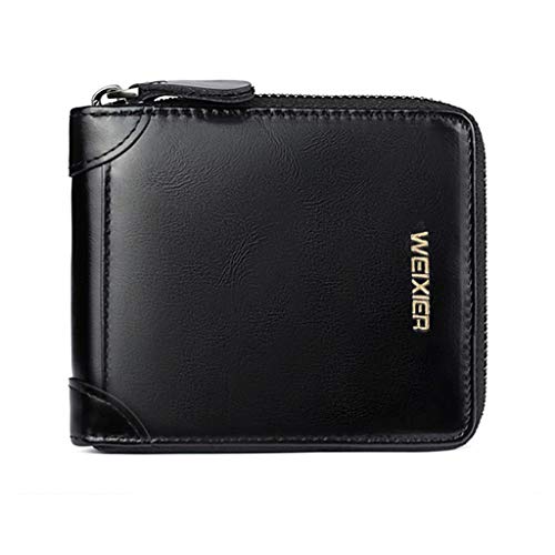 IQYU Brieftasche Damen Groß Reißverschluss Paris Holder Leather Purse Organizer Card Bifold Herren Wallet Receipt Wallet Kleine Geldbörsen Herren Mit Münzfach von IQYU