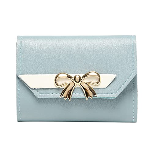 IQYU Brieftasche Damen Groß Viele Fashion ID Short Wallet Hit Color Damen Fliege Haspe Geldbörse Mehrere Kartenfächer Clutch Bag Handytasche Kitkartenhüllen Blau (Blue, One Size) von IQYU