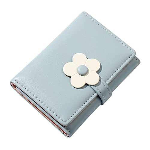 IQYU Brieftasche Herren Groß Ohne Münzfach Einfache und niedliche Blumen-Studenten-Geldbörse für Damen, Kurze dreifache Damen-Geldbörse Damen Geldbörsen Handmade (Blue, One Size) von IQYU