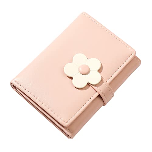 IQYU Brieftasche Herren Groß Ohne Münzfach Einfache und niedliche Blumen-Studenten-Geldbörse für Damen, Kurze dreifache Damen-Geldbörse Damen Geldbörsen Handmade (Pink, One Size) von IQYU