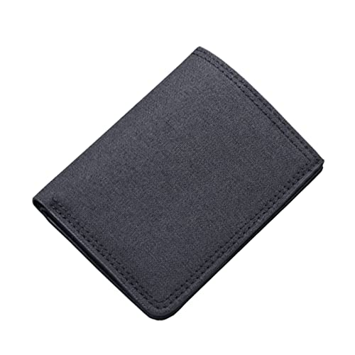 IQYU Brieftasche Herren Groß Reisepass Fashion ID Short Wallet Hasp Canvas Solid Color Men Open Purse Multiple Card Slots Clutch Bag Damen Geldbörsen Groß Klein (Black, One Size) von IQYU