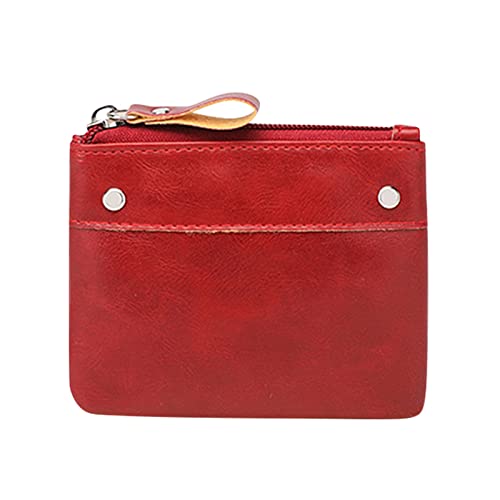 IQYU Brieftasche Herren Groß Reißverschluss Damentasche Modedesign Feine kleine PU- Geldbörse Geldbeutel Leichte Tasche Kinder Geldbörsen (Red, One Size) von IQYU
