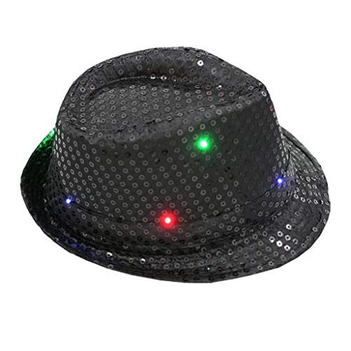 IQYU Cap Mit Flaschenöffner Dance Up Fancy Blinkender Hut Pailletten Unisex Kleid Party Led Licht Bunte Baseballmützen Cap Ohne Schirm Damen (Black, One Size) von IQYU