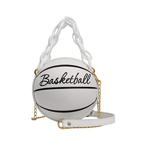IQYU Clutch Pailletten Frauen Umhängetasche Kette Basketball geformte Geldbörse runde Körper Handtasche Bag Clutch (Beige, One Size) von IQYU