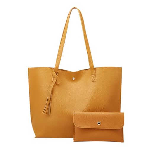 IQYU Damen Klein Taschen Solide Quasten-Muttertasche, große Kapazität, eine Schultertasche, Einkaufstasche Handy Umhängetaschen (Orange, One Size) von IQYU