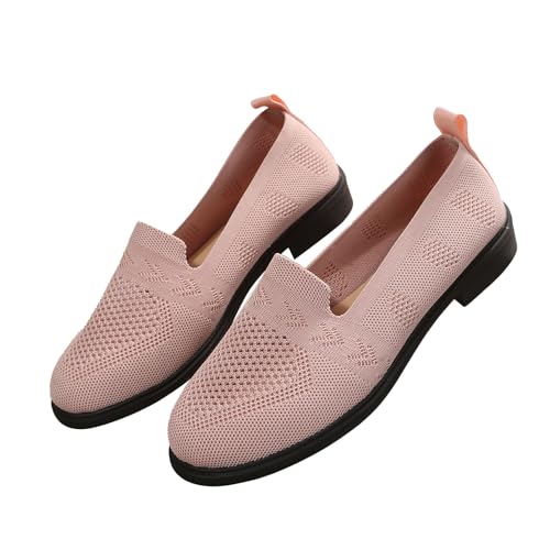 IQYU Damen Schuhe Laufschuhe Damen-Sommer-Mesh-atmungsaktive Einzelschuhe mit gestrickten elastischen Einzelschuhen Coole Schuhe Damen Winter (Pink, 39) von IQYU