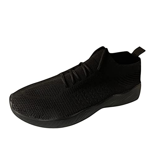 IQYU Damen Schuhe Winter Flach Farbe Schnürung Mode Flying StrickPlatform für Frauen Big für Frauen Slip in Sneaker Damen (Black, 40) von IQYU