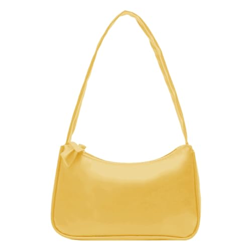IQYU Designer Taschen Damen Klein Solide Quasten-Muttertasche, große Kapazität, eine Schultertasche, Einkaufstasche Weste Mit Taschen Damen (Yellow, One Size) von IQYU
