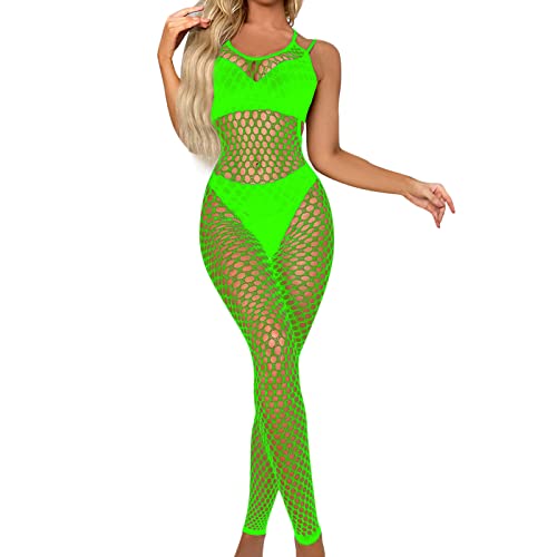 IQYU Dessous Mit Frauen Sexy Dessous Nachtwäsche Nachtwäsche Body Stocking Fischnetz Bodysuit Sheer Dessous Dessous Oberteil (Green, One Size) von IQYU