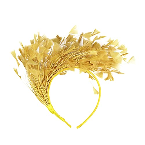 IQYU Einfädelhilfe Bartperlen Hut für Frauen Hochzeit Cocktail Mesh Haarspange Tea Party Stirnband Sporthaarbänder Damen (Gold, One Size) von IQYU