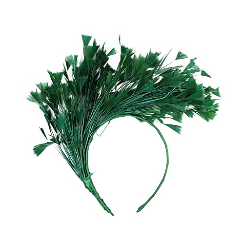 IQYU Einfädelhilfe Bartperlen Hut für Frauen Hochzeit Cocktail Mesh Haarspange Tea Party Stirnband Sporthaarbänder Damen (Green, One Size) von IQYU