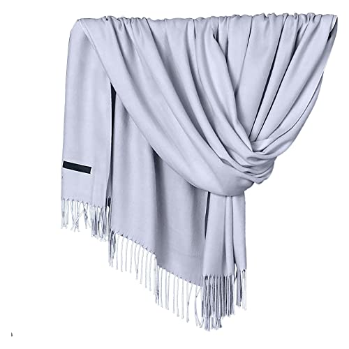 IQYU Elegante Schals Damen Pashmina-Schal für Damen, weich, einfarbig, modisch, warmer Hals mit Fransen Schal Dunkelgrün Damen (Grey, A) von IQYU