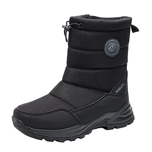 IQYU Flach Winter Outdoor Boots,Herren Winter Schlupfstiefel Hohe Stiefel Boots Schuhe,Winter BarfußSchuhe,Bequem Rutschfeste Winterstiefel,Trekkingschuhe,Winter Warm Bequem Schneestiefel von IQYU