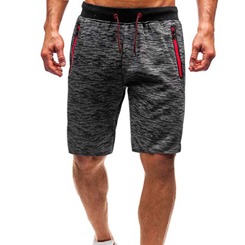 IQYU Freizeit Shorts Herren Straight Running-Shorts Mit Kordelzug Stretch Material Sport Shorts Atmungsaktiv Beachshort Mit ReißVerschlusstasche Boardshorts Jogginghose Sweathose von IQYU