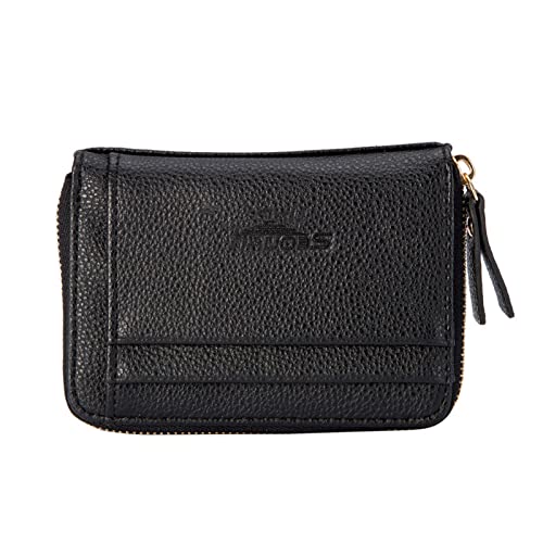 IQYU Geldbörsen Damen Groß Viele Handy Kartentasche Männer hochwertige Vintage-High Business Ledertaschen Kreditbörse Kitkartenhüllen (Black, One Size) von IQYU