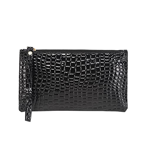 IQYU Geldbörsen Für Männer Mit Reißverschluss Mit Fischmotiv Mode Frauen Kunstleder Einfarbig Achseltasche Handytasche Umschlag Tasche Geldbörse Clutch Bag Brieftasche Klein (Black, One Size) von IQYU