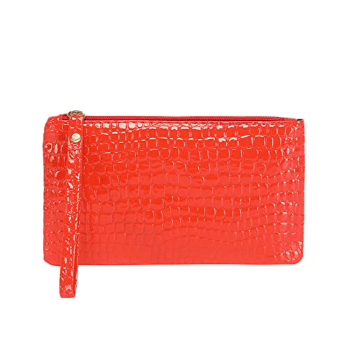 IQYU Geldbörsen Für Männer Mit Reißverschluss Mit Fischmotiv Mode Frauen Kunstleder Einfarbig Achseltasche Handytasche Umschlag Tasche Geldbörse Clutch Bag Brieftasche Klein (Red, One Size) von IQYU