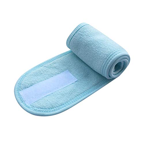 IQYU Haarband Damen Schmal Verstellbares Gesichts-Hydrotherapie-Kopftuch-Make-up-Badetuch-Sport-Kopftuch Griffband Squash (Blue, One Size) von IQYU