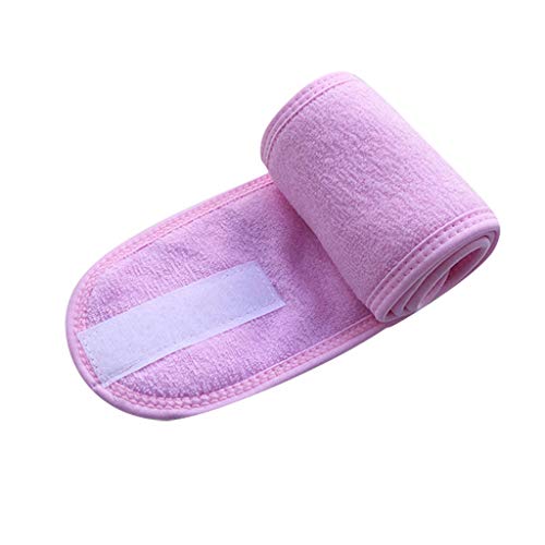 IQYU Haarband Damen Schmal Verstellbares Gesichts-Hydrotherapie-Kopftuch-Make-up-Badetuch-Sport-Kopftuch Griffband Squash (Pink, One Size) von IQYU