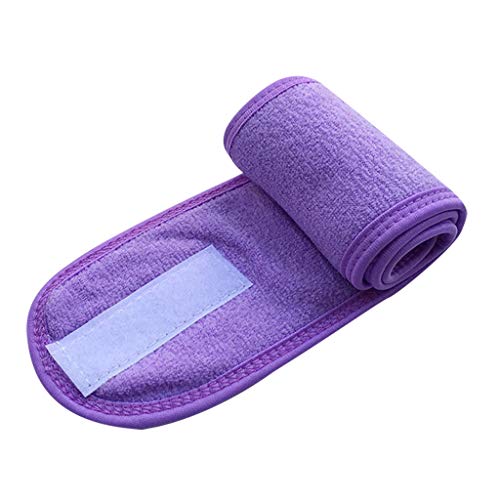 IQYU Haarband Damen Schmal Verstellbares Gesichts-Hydrotherapie-Kopftuch-Make-up-Badetuch-Sport-Kopftuch Griffband Squash (Purple, One Size) von IQYU