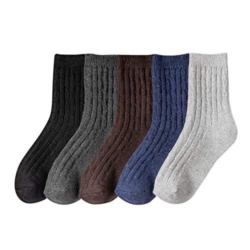 IQYU Handgestrickte Strümpfe 5 Paar Herren Wollsocken Dicke Warme Wintersocken Wandersocken Herren Weiche Freizeitsocken Socken Pack (Dark Blue, One Size) von IQYU