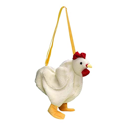 IQYU Handtaschen Damen,Frauen Kuriertasche Plüsch Hühnertasche Huhn Plüsch Umhängetasche, Hähnchen Gockel Huhn Henne Schultertasche für Damen Rucksack Schultasche Handtasche Hühnergeldbörse von IQYU