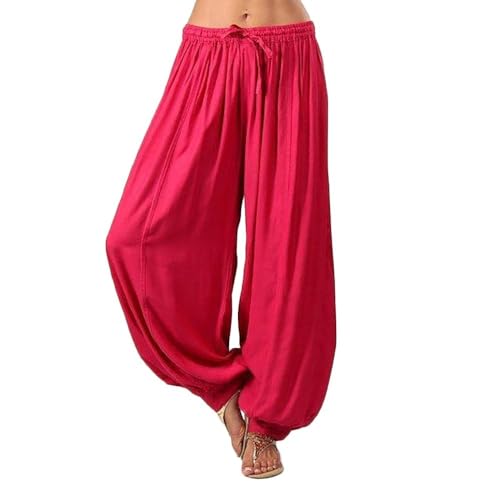 IQYU Haremshosen FüR Damen Yogahose Baumwolle Pumphose Haremshose GroßE GrößEn Aladinhose Pluderhose Yoga-Freizeithose Leichte Sommerhose Lang Schlafanzughose Schlupfhose von IQYU