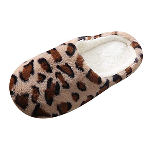 IQYU Damen Hausschuhe Plüsch Gästepantoffeln Fluffy Hausschuh Sommer Stoffhose Jogger Hausschuhe Damen Herren Loose Fit Freizeithose Winter Plüsch Warm Pantoffeln Rutschfest Kaffee 36 EU von IQYU