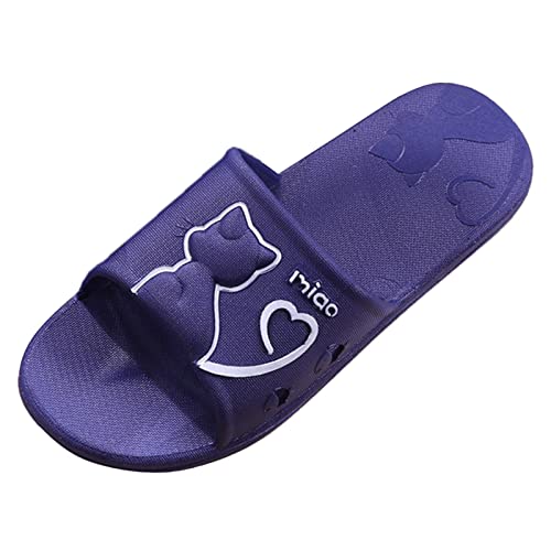 IQYU Hausschuhe Herren Badeschuhe Unisex Badelatschen Slip-On-Sicherheits Badeschlappen Mit Gestempelt Cartoon Cat Paar Schuhe Fashionable Slippers Men Interieur-Streifen Elegant Duschschuhe von IQYU