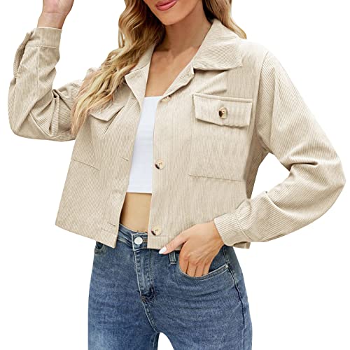 IQYU Hemdjacke Damen Kurz: Cordjacke Damen Sommer Übergangsjacke Langarm Sommerjacke Vintage Bomberjacke Oversize Jeansjacke Sportlich Tailliert Sweatblazer-Holzfällerhemd Mit Knöpfe Damenjacken IQYU Hemdjacke Damen Kurz: Cordjacke Damen Sommer Übergangsjacke Langarm Sommerjacke Vintage Bomberjacke Oversize Jeansjacke Sportlich Tailliert Sweatblazer-Holzfällerhemd Mit Knöpfe Damenjacken von IQYU