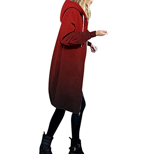 IQYU Herbstmantel Damen Elegant Lang: Kapuzenjacke Damen GroÃŸE GröÃŸEn Outdoorjacke Warm GefüTtert Winterjacke Parka üBergangsjacke Hoodie-Jacke Sportjacke-Sweatshirtjacke Mit Kapuze Trenchcoat von IQYU