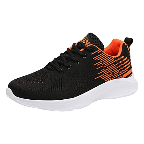 IQYU Herren Schuhe Blau 40 Mode Sommer und Herbst Herren Turnschuhe Flat Mesh Atmungsaktive Streifen Einfarbig Lässig Breite Füße Schuhe Herren (Orange-a, 44) von IQYU