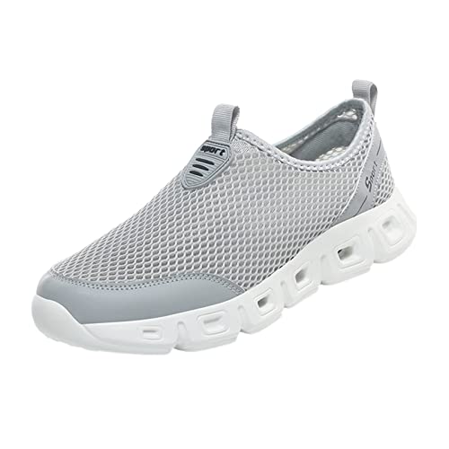 IQYU Herren Schuhe Sommer Große Größe Leichte Hohl Mesh Outdoor rutschfeste Freizeit Laufschuhe Schuhe Herren Ultra (Grey, 44) von IQYU