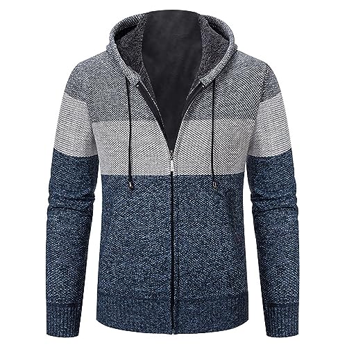 IQYU Herren Strickjacke,Herren Pullover Mit Kapuze,Langarm Herren Baumwolle,Strickpullover Herren Grobstrick,Strickpullover Herren V Ausschnit,Pullover Herren Loose Fit,Herren Strickjacke von IQYU