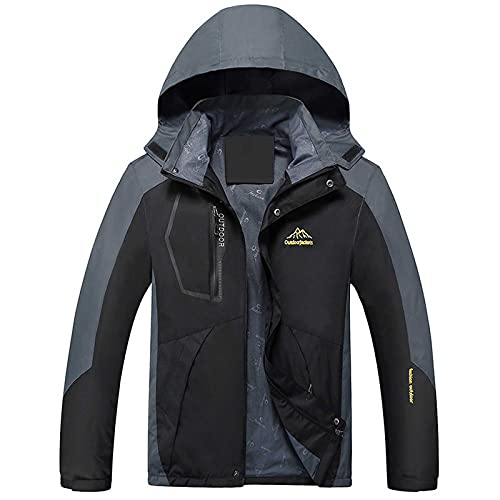 IQYU Herrenjacke Wasserdicht Atmungsaktiv - Wandern Leichte Jacke Funktionsjacke Mit Brusttasche üBergangsjacke Atmungsaktive Wanderjacke Outdoorjacke Mit Kapuze Outdoor Trekking üBergangs von IQYU