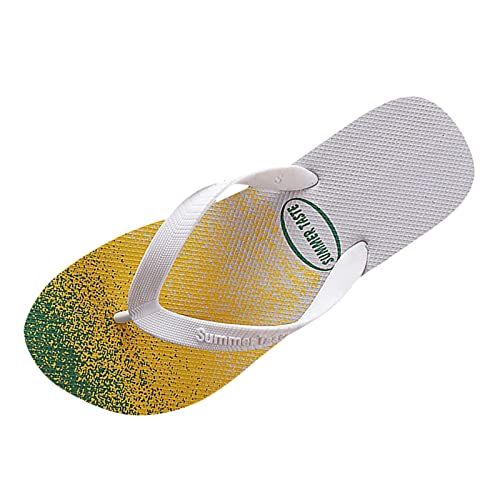 IQYU Herrenschuhe Mode Strand Flip Flops Flat Toe Sandwich Strand Flip Flops für Männer Weiße Schuhe Herren Hoch (Z0001-White, 41) von IQYU