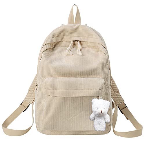 IQYU Hunde Rucksäcke Groß Casual Schulter Cord Rucksack Student Mode Tasche Damen Tasche Jugend Einfache Mode Umhängetasche Kinder Rucksäcke 14 (Brown, One Size) von IQYU