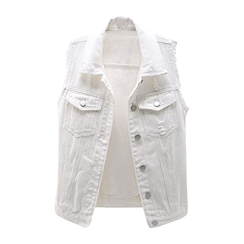 IQYU Jeansweste Damen Ärmellos Oversized - Jeans Weste Für Damen Große Größen Jeansjacke Ärmellos Damenwesten Leichte-Sommerjacke Elegante Trachtenweste Stretch Damen-Jeansjacken Women Denim-Jacket von IQYU
