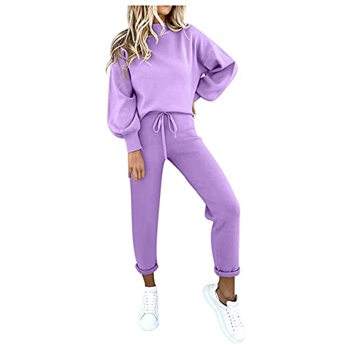 IQYU Jogginganzug Damen Baumwolle Warm: Trainingsanzug Damen Baumwolle Mit Kapuze: Sportanzug Damen Set Lang Sweatshirt-Rollkragen Freizeitanzug-Hausanzug Workout-Sets, Laufen, Yoga, Sportbekleidung von IQYU