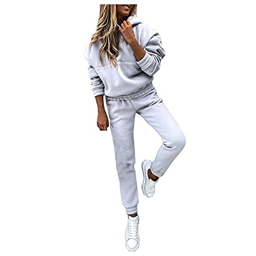 IQYU Jogginganzug Damen Baumwolle Warm: Trainingsanzug Damen Baumwolle Mit Kapuze: Sportanzug Damen Set Lang Sweatshirt-Rollkragen Freizeitanzug-Hausanzug Workout-Sets, Laufen, Yoga, Sportbekleidung von IQYU