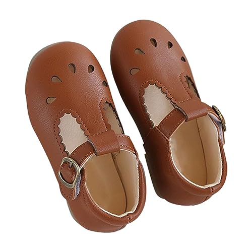 IQYU Kinder 36 Kindersandalen Frühling/Sommer Feste weiche Sohle Hohle Metallschnalle Wanderschuhe Party Geburtstag Schule Gummistiefel Kinder (Brown, 26 Toddler) von IQYU