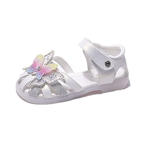 IQYU Kinder 36 Kleinkind Mädchen 3D Schmetterling Druck Sandalen Sommer Outdoor Weiche Gummisohle Strand Wasser Schuhe Kleid Prinzessin Flach Outdoor Schuhe Baby (White, 26 Toddler) von IQYU