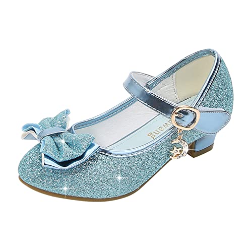 IQYU Kinder Glitzer Prinzessin Partei Absatz-Schuhe, Kleine Lederschuhe MäDchen Pailletten Bowknot Prinzessin Cosplay Schuhe Hochzeiten Sandalen Elegante MäDchen Schuhe Tanzschuhe Mit Absatz von IQYU