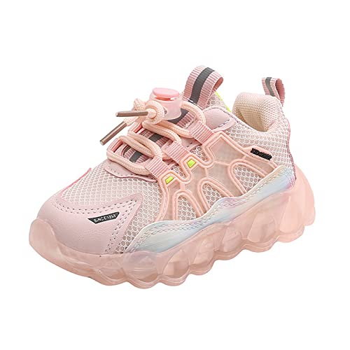 IQYU Kinder Kinder Mädchen Turnschuhe LED Licht Leuchtende Schuhe Sportschuhe Kinder Schuhe 20 21 Junge (Zjsjm-B-Pink, 23 Infant) von IQYU