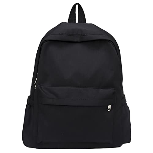 IQYU Kinder Rucksäcke 1 Jahr Männer und Frauen Erwachsene Mode Casual Multicolor Nylon Reißverschluss Student Rucksack Coole Rucksäcke Für Schule Schlicht (Black, One Size) von IQYU