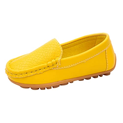 IQYU Kleinkind Kleinkind Mädchen Soft Slip On Loafers Kleid Flache Schuhe Bootsschuhe Freizeitschuhe Schlappen Kinder (Yellow, 35) von IQYU