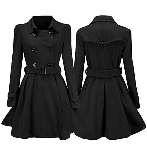 IQYU Kurzmantel Damen üBergang Elegant Trenchcoat Damen Kurz Herbstjacke Langarm Wollmantel Mit GüRtel Cabanjacke Knielang Wolljacke Herbst Winter üBergangsjacke-Trenchjacke MäNtel FüR Frauen von IQYU