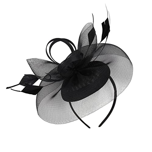 IQYU Laufstirnband Damen Winddicht 2023 Fascinator Hut Feder Mesh Tea Party Haarband für Frauen Ohrenwärmer Herren Winter (Black, One Size) von IQYU