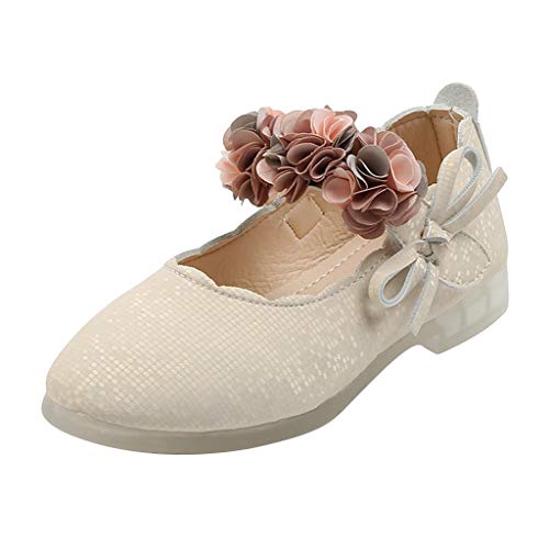 IQYU Mädchen Schuhe Ballerinas Flache Mit Blumen Prinzessin Schuhe Kinder Elegant Lederschuhe Mädchen Schuhe Ballerina Schuhe Weichen Sohle Abendschuhe Party Performance Kleid Schuhe von IQYU