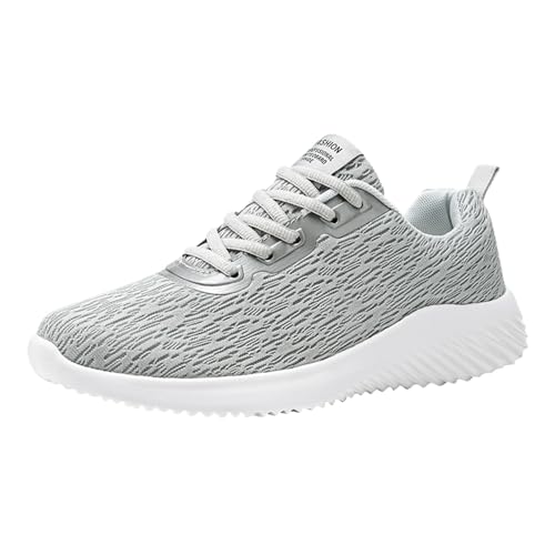 IQYU Mode Männer Mesh Lässige Sportschuhe Schnüren Einfarbig Laufen Atmungsaktive Turnschuhe mit weichem Boden Schuhe Winter Herren (Grey, 41) von IQYU